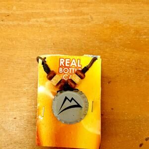 Coors Beer Bottle Cap Necklace Real  Leather Cord New Grey Logo Beach Jewelry